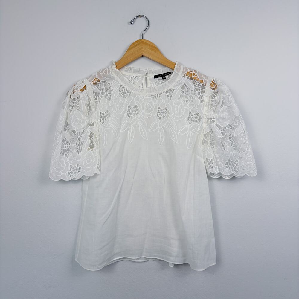 Caballero Elaine Reversible Embroidered Top White XS